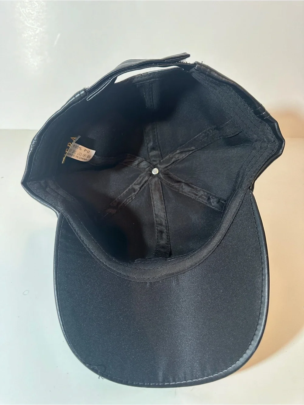 VERA New York Rainbow Rhinestone Awareness Ribbon Faux Leather Hat Black